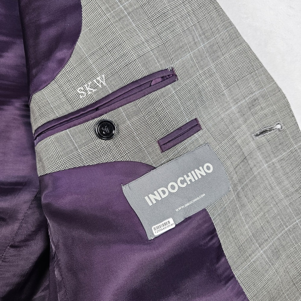 Indochino Suit Mens Sz 42R Pants 34x31 Houndstooth Glen Plaid Check 100% Wool - Picture 9 of 16